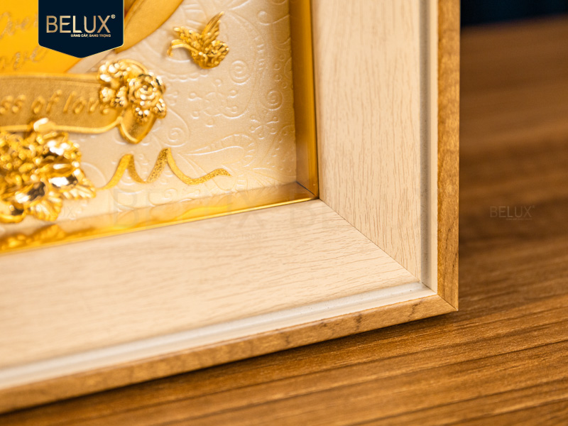 Tranh Quà Tặng Ngày Cưới dát vàng 24k- 25x20 cm